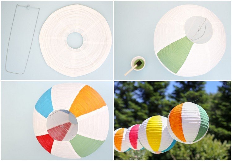 Lav selv hængende strandbolde af papirlamper til sommerfester