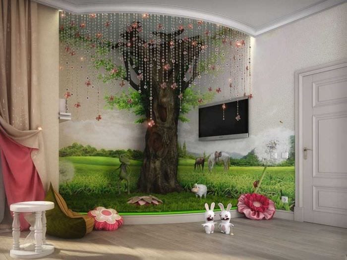 הרעיון של עיצוב יפה לחדר ילדים