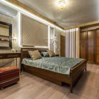 ideea de tencuială decorativă neobișnuită în interiorul unei imagini de apartament