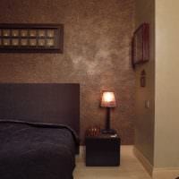 opțiune de tencuială decorativă strălucitoare în proiectarea imaginii dormitorului