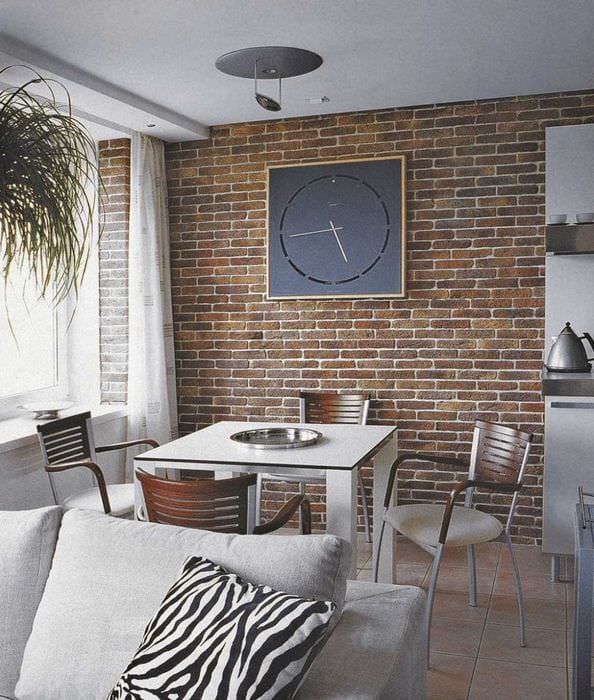 ideea de a folosi cărămizi decorative originale în proiectarea unui apartament