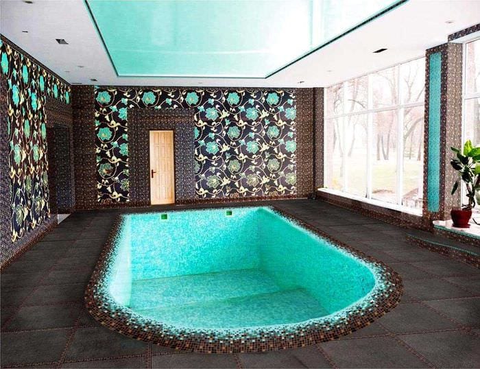 varianta decorului original al unei mici piscine