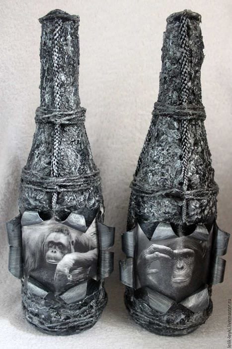 idén om chic dekoration av läderflaskor med egna händer