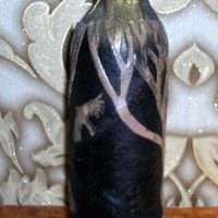 ideen om elegante dekorere glassflasker laget av skinn med egne hender foto