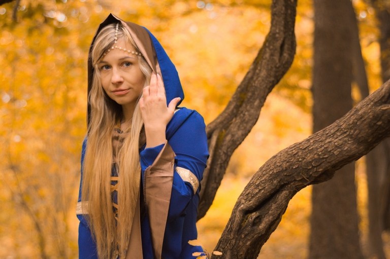Hoodie -historie troldkvinde i en kjole med hætte