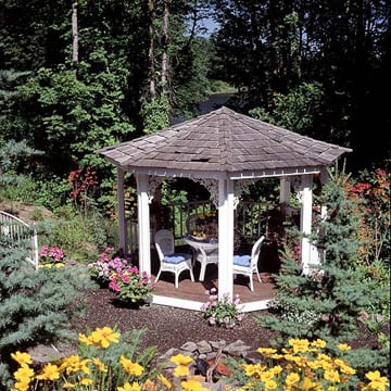 træpavillon lavt tag struktur victoriansk vinkeljern