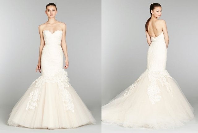 lazaro-2013-designer-brudekjole-hvid-havfrue-skulderfri-halsudskæring-lang-korset-tyl-nederdel