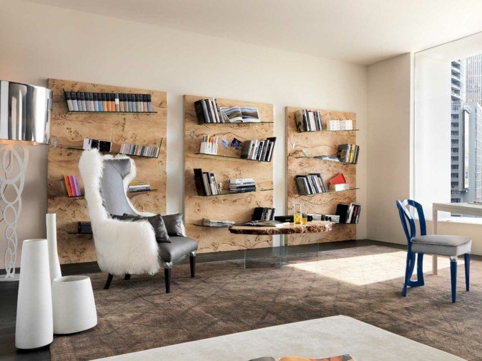 Designer møbler stue opsat væghylde drivved system