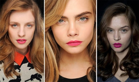 Lyserøde læber glans ideer ansigt make-up-aktuelle farver trends-vinter 2014