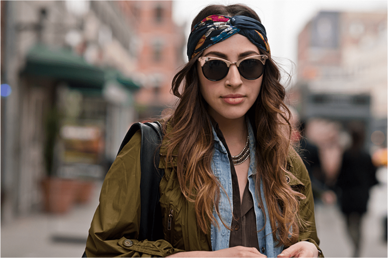 Hårtilbehør tørklæde wrap boho look sommertrends solbriller