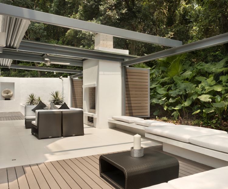 Design terrassen solafskærmning-optrækkelige-markiser-terrassebeklædning-paneler-wpc-planke-kombination