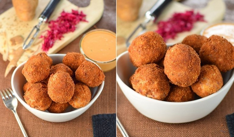 Oktoberfest opskrifter med kartofler - Stegte kugler med brødkrummer som fingermad