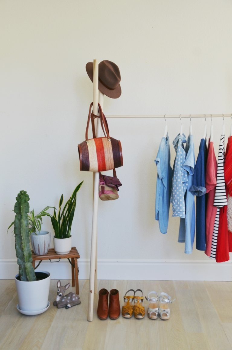 DIY garderobe træ garderobe skinne selv bygge instruktioner
