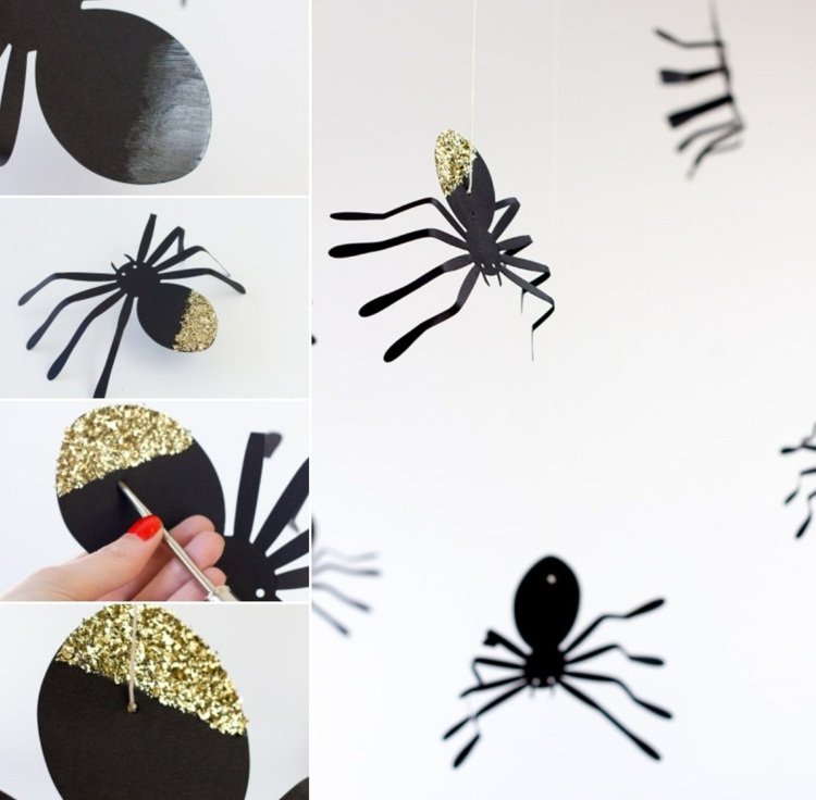 Lav din egen Halloween -baggrund - design edderkopper med glitter