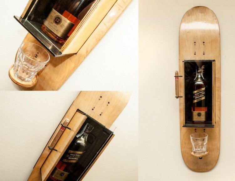 DIY møbler skateboard vinflaskeholder ideer