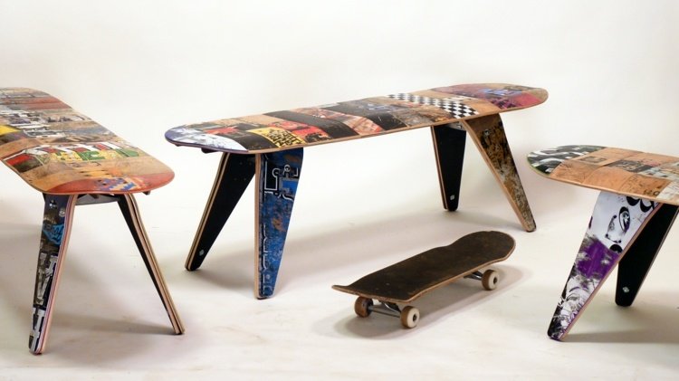 DIY møbler skateboard havebænk ideer