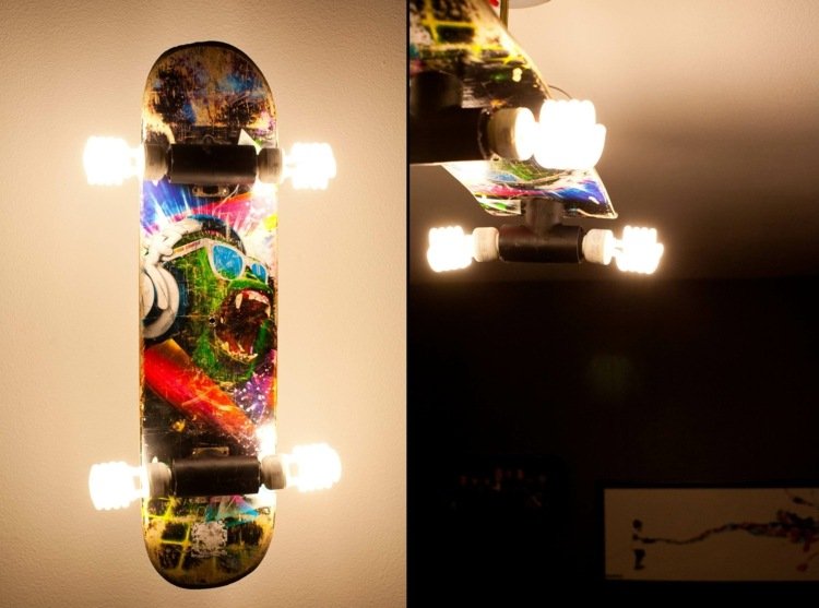 DIY møbler skateboard lampe rulle ideer