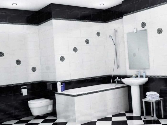 eine Variante des ungewöhnlichen Designs eines weißen Badezimmers