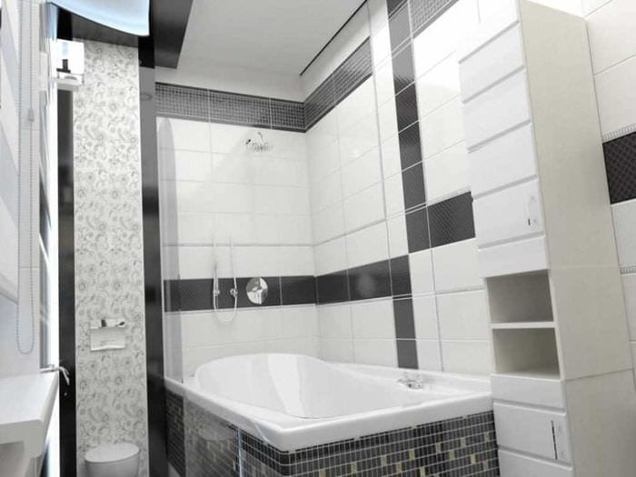 die Idee einer schönen Gestaltung eines weißen Badezimmers