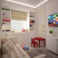 možnosť svetlého interiéru detskej izby pre fotografiu dievčaťa s rozlohou 12 m2