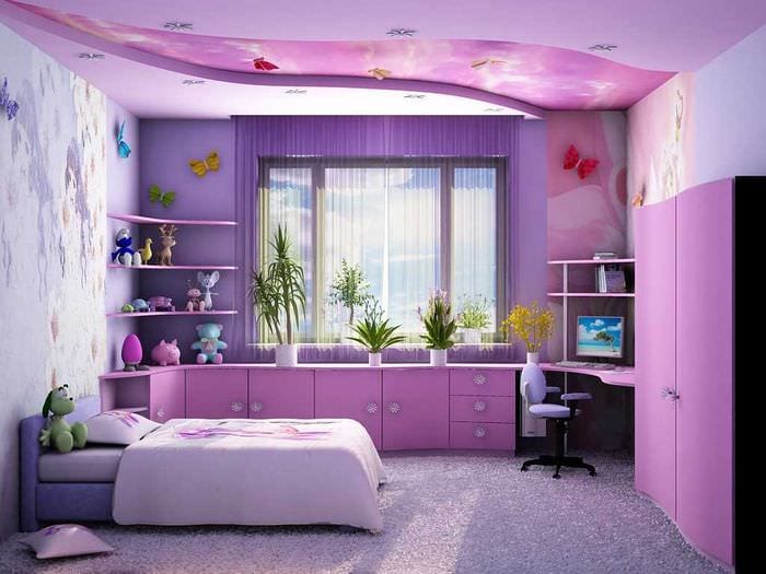 možnosť krásneho interiéru detskej izby pre dievča s rozlohou 12 m2