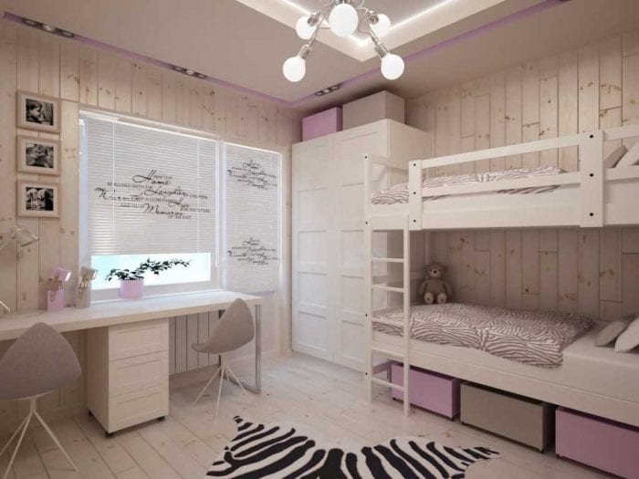 فكرة التصميم الخفيف لغرفة لفتاة مساحتها 12 مترًا مربعًا