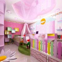 תמונת הרעיון של חלל הפנים החריג של חדר ילדים לשתי בנות