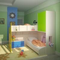 גרסה של חלל הפנים הבהיר של חדר ילדים לשתי בנות