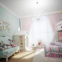 דוגמא לעיצוב בהיר של חדר ילדים לשתי בנות