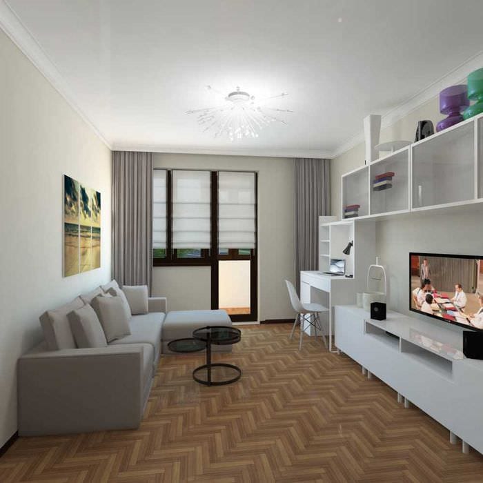 opțiunea unui interior luminos al unui apartament modern de 50 mp