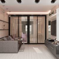 opțiunea unui decor luminos al unui apartament cu o imagine de 50 mp