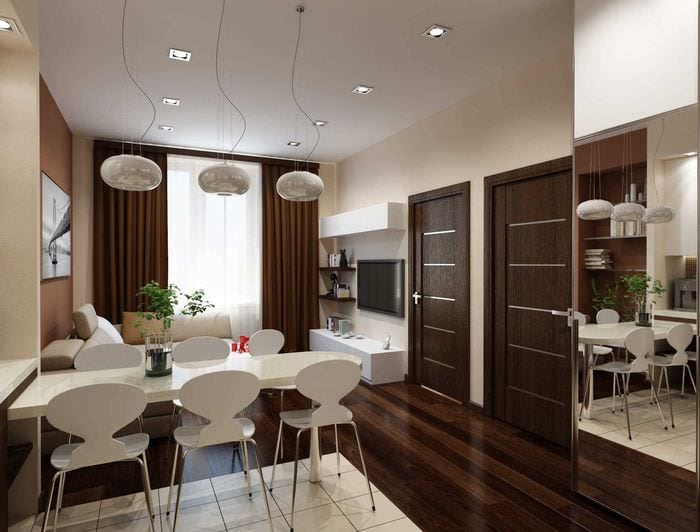 opțiunea unui interior frumos al unui apartament modern de 50 mp