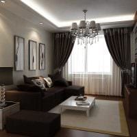 opțiunea unui design luminos al unui apartament modern cu o fotografie de 50 mp