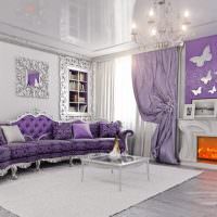 Culoare violet în interiorul unui living modern