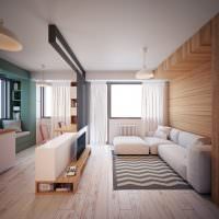 design bucătărie-cameră de zi cu canapea albă