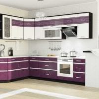 neobvyklý interiér kuchyne na fotografii vo fialovej farbe