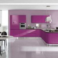 krásny kuchynský dekor na fotografii vo fialovom odtieni