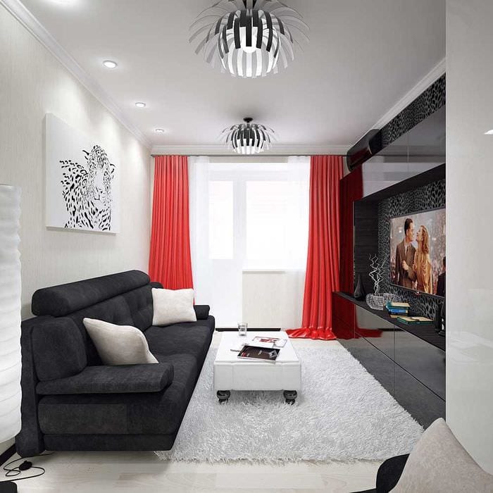 verze světlého interiéru obývacího pokoje 16 m2