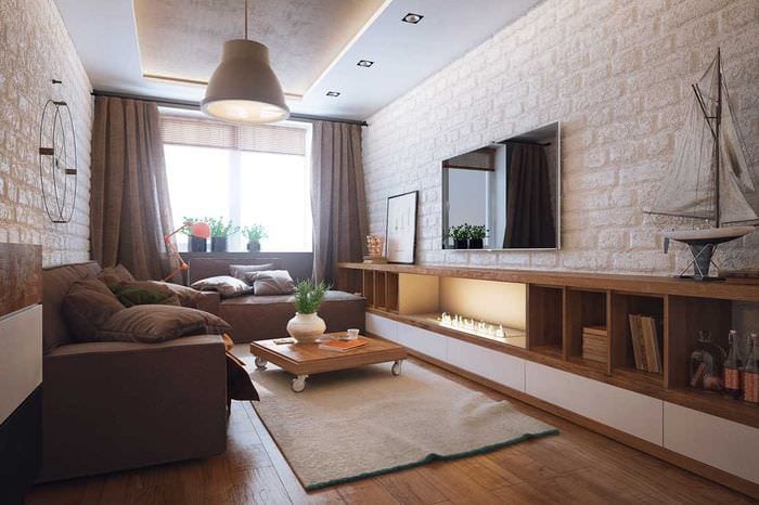 نسخة من الطراز الجميل لغرفة المعيشة 16 متر مربع.