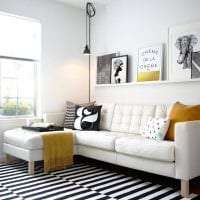 možnost pro světelný design obývacího pokoje 16 m2 fotografie