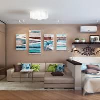 možnost světlého stylu obývacího pokoje 16 m2 fotografie