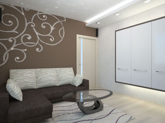 مثال على مساحة داخلية مشرقة لغرفة المعيشة تبلغ مساحتها 16 مترًا مربعًا.