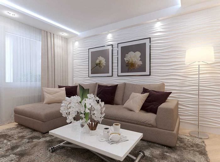 príklad svetlého interiéru obývačky 19-20 m2
