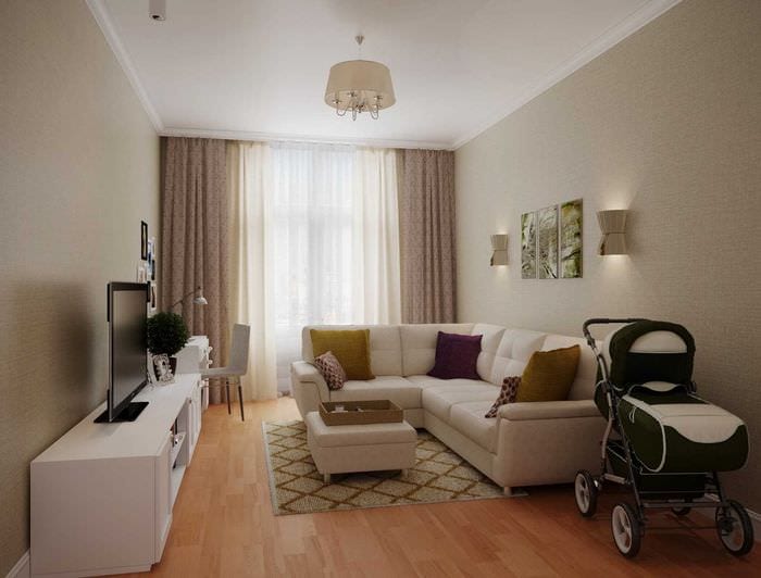 príklad svetlého štýlu obývačky 19-20 m2