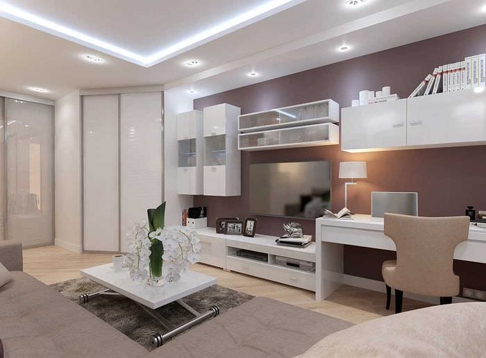 možnosť neobvyklého dizajnu obývačky 19-20 m2