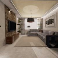 príklad neobvyklého dizajnu obývačky s rozlohou 19-20 m2