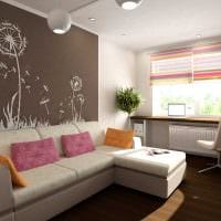 príklad jasného dizajnu obývačky s rozlohou 19-20 m2