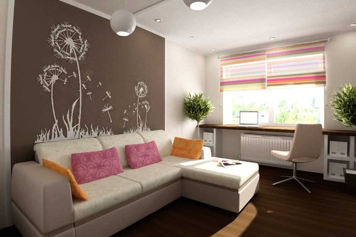 variant svetlého štýlu obývačky 19-20 m2