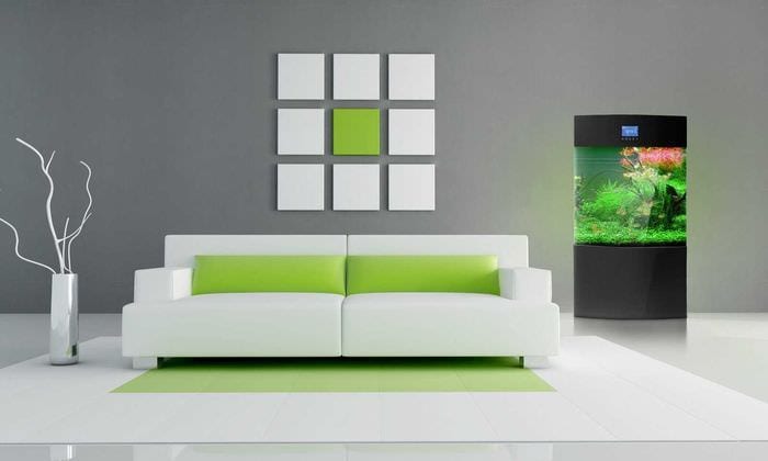muunnelma olohuoneen kauniista suunnittelusta minimalismin tyyliin