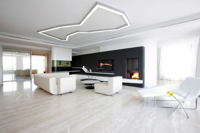 példa a világos, minimalista nappali belső térre